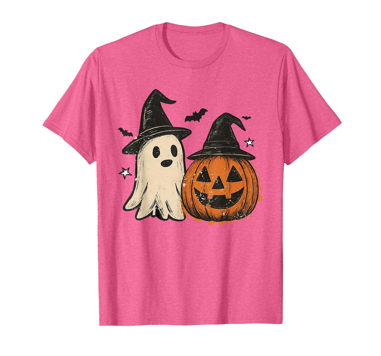 Cute Ghost Pumpkin Groovy Halloween Spooky Season Women T-Shirt