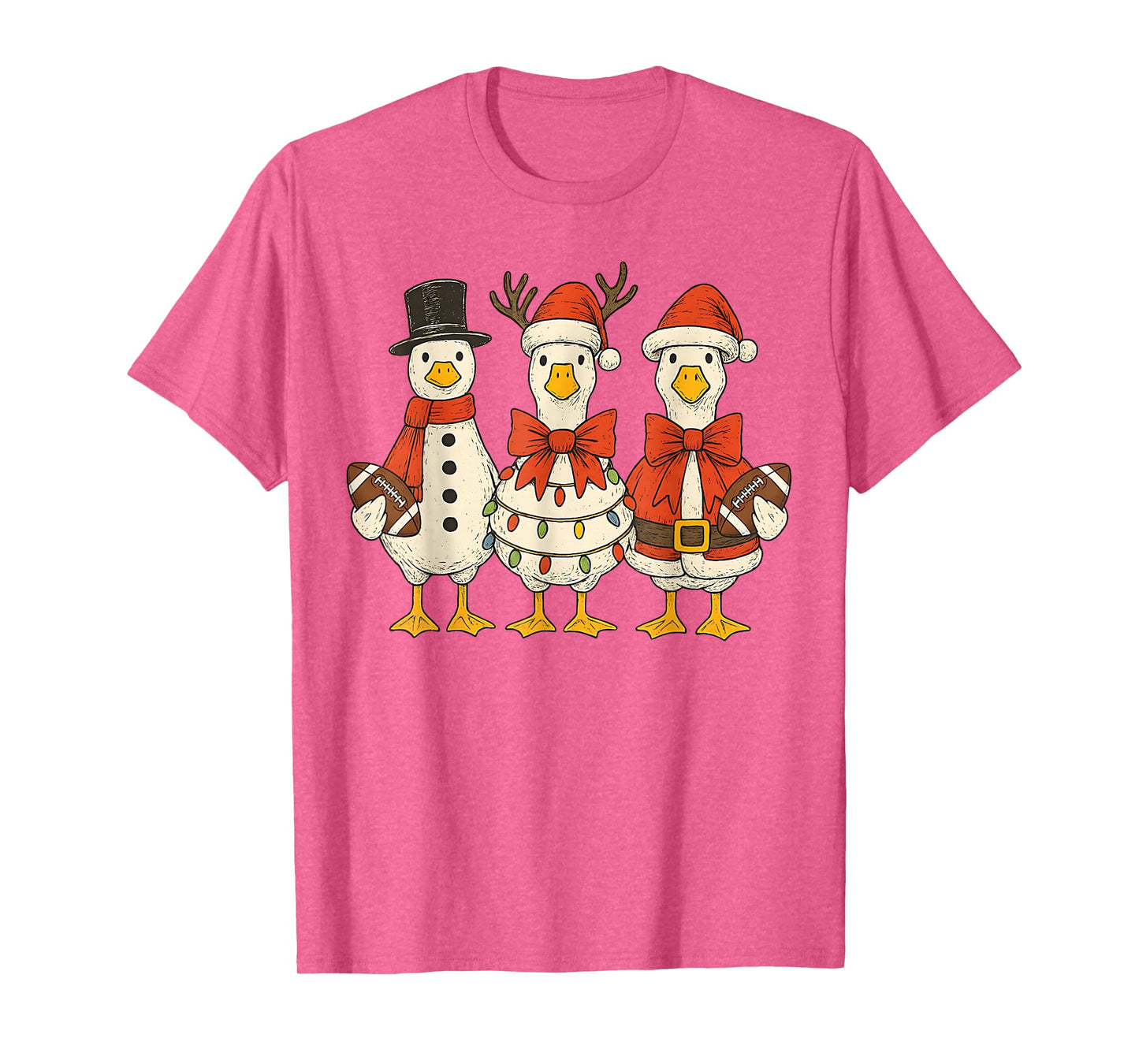 Vintage Christmas Football Goose Merry Christmas Football T-Shirt