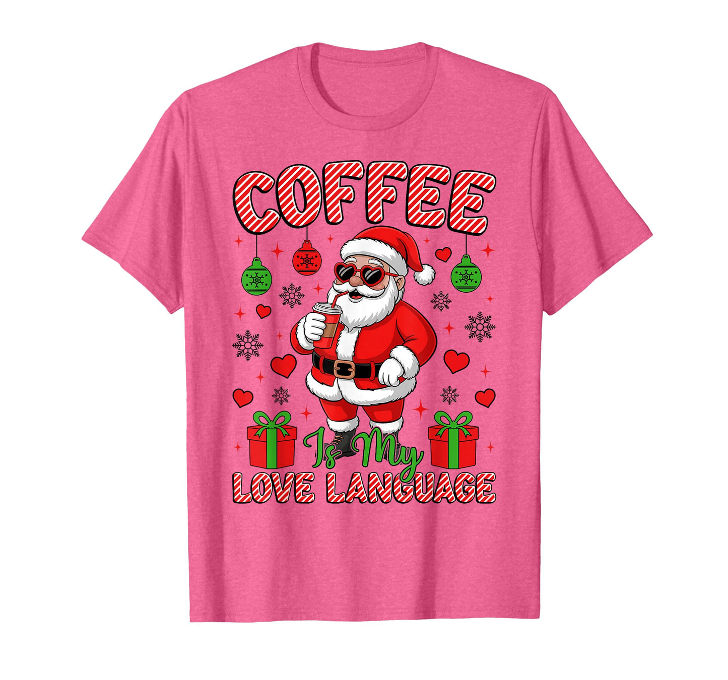 Coffee is My Love Language Funny Christmas Santa Drinking T-Shirt