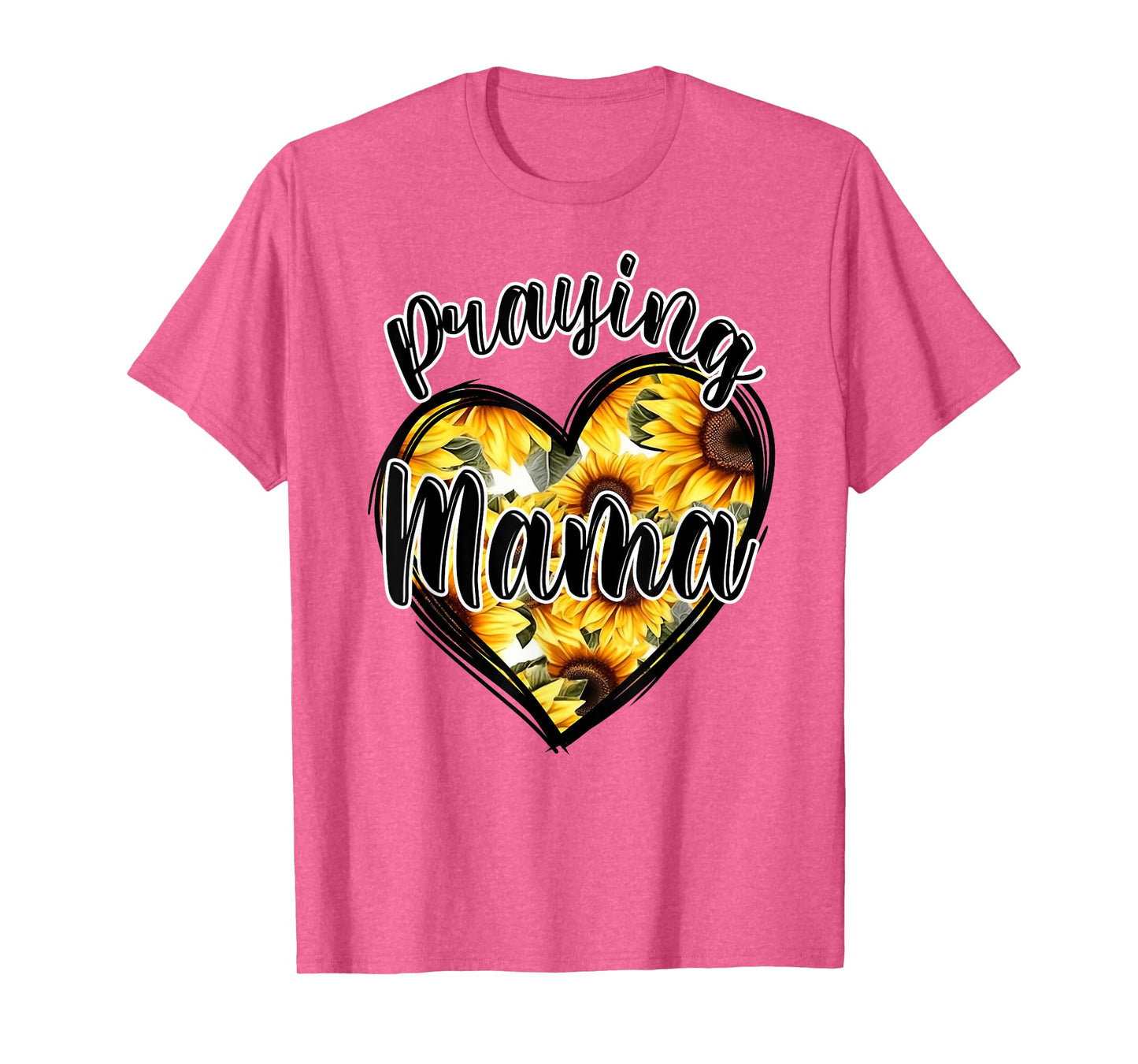 Jesus Praying Mama Christian Religious Sunflowers Heart T-Shirt