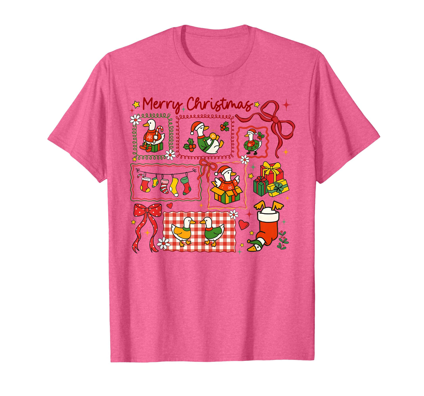 Cute Merry Christmas Goose Holiday Coquette Bow Girl Women T-Shirt