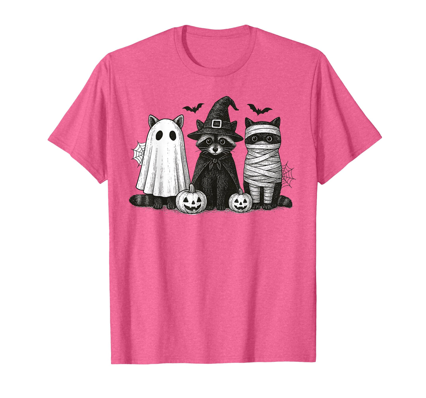 Spooky and Feral Halloween Witch Raccon Ghost Mummy Costume T-Shirt