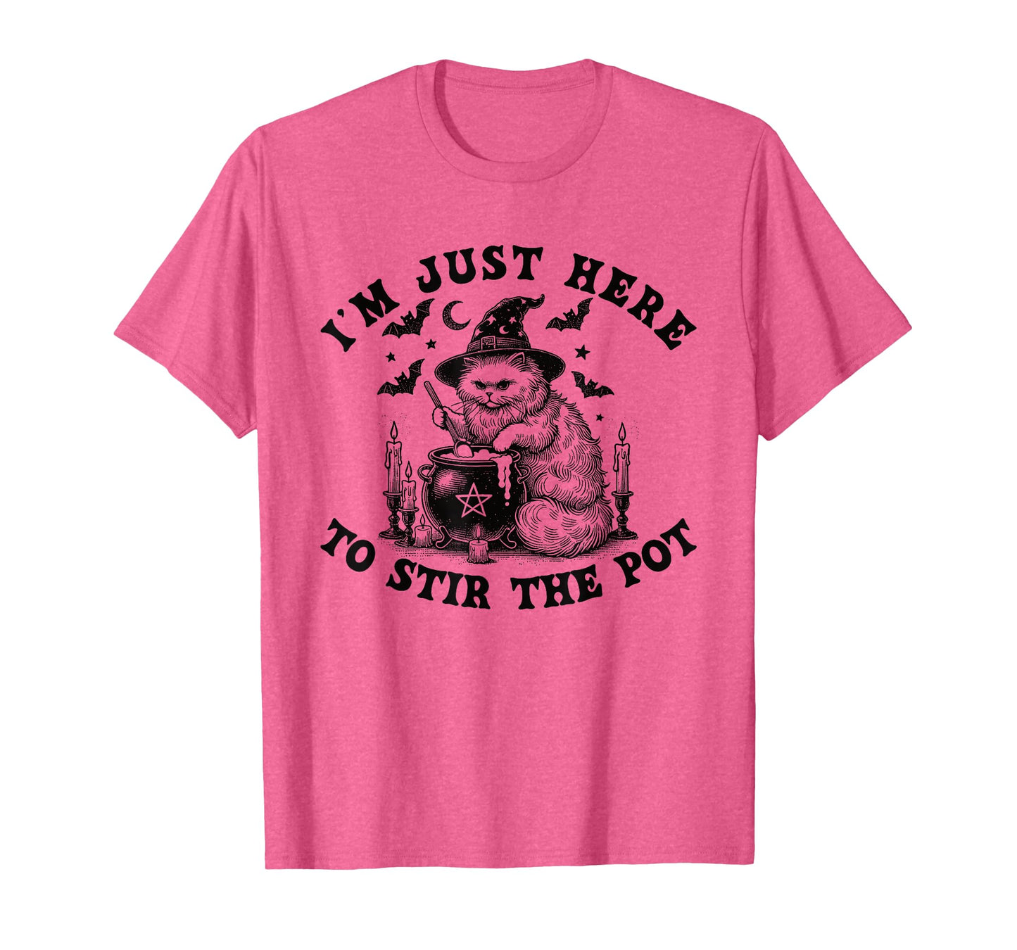 Funny Witch Cat Halloween Cauldron Stirring Spell Party T-Shirt