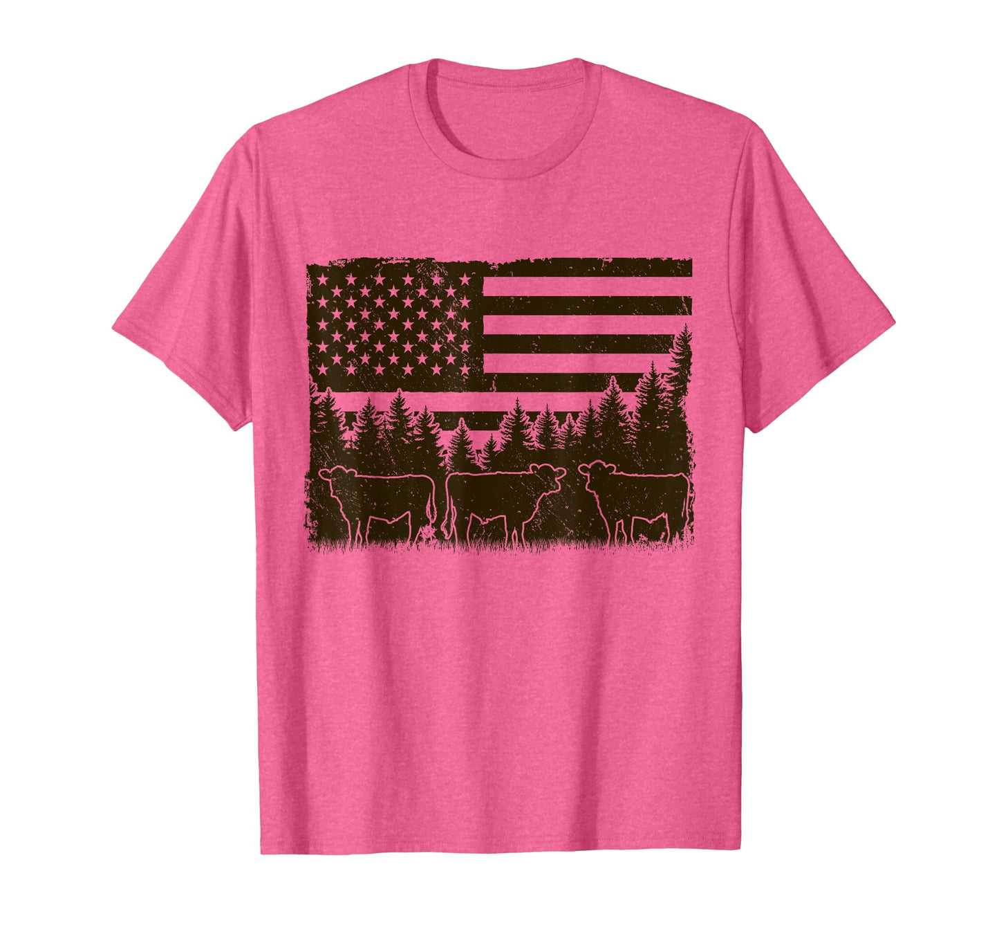 Black Angus Cow 4th of July USA Patriotic Cattle Farmer T-Shirt