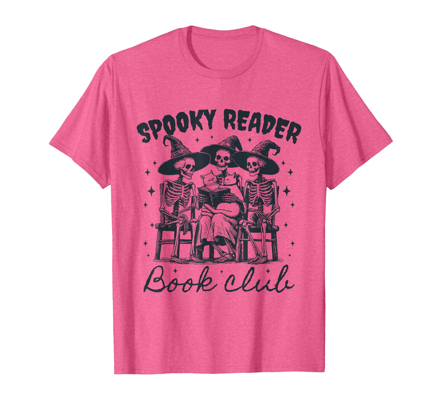 Spooky Reader Book Club Skeleton Witch Cat T-Shirt