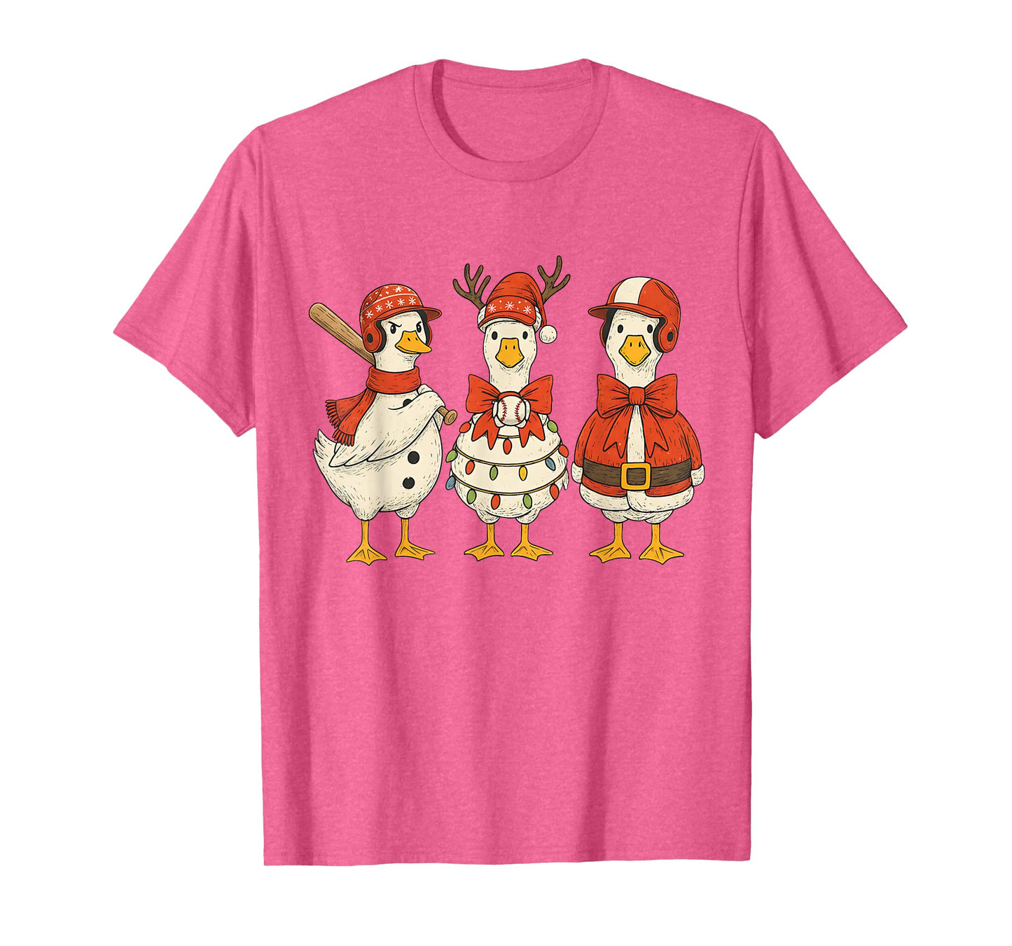 Preppy Goose Baseball Christmas Crew Santa Goose Baseball T-Shirt