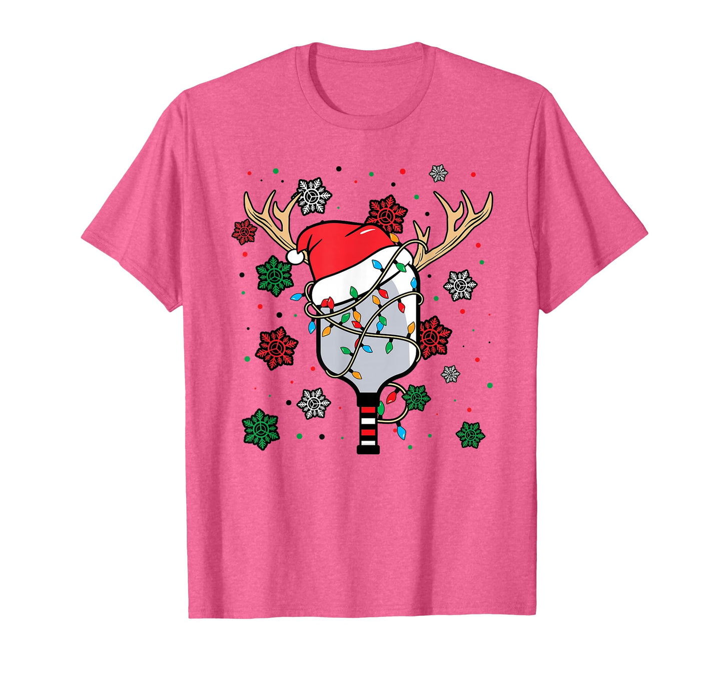 Christmas Pickleball Paddle Reindeer Santa Hat Xmas Costume T-Shirt