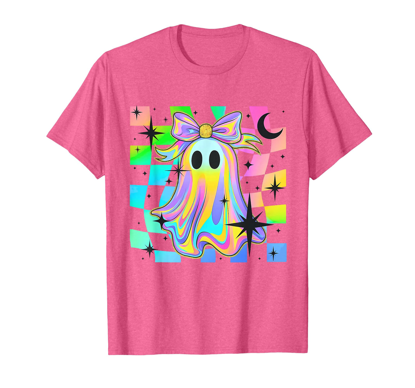 Pastel Galaxy Ghost Halloween Girl Kids Ghost Coquette Bow T-Shirt