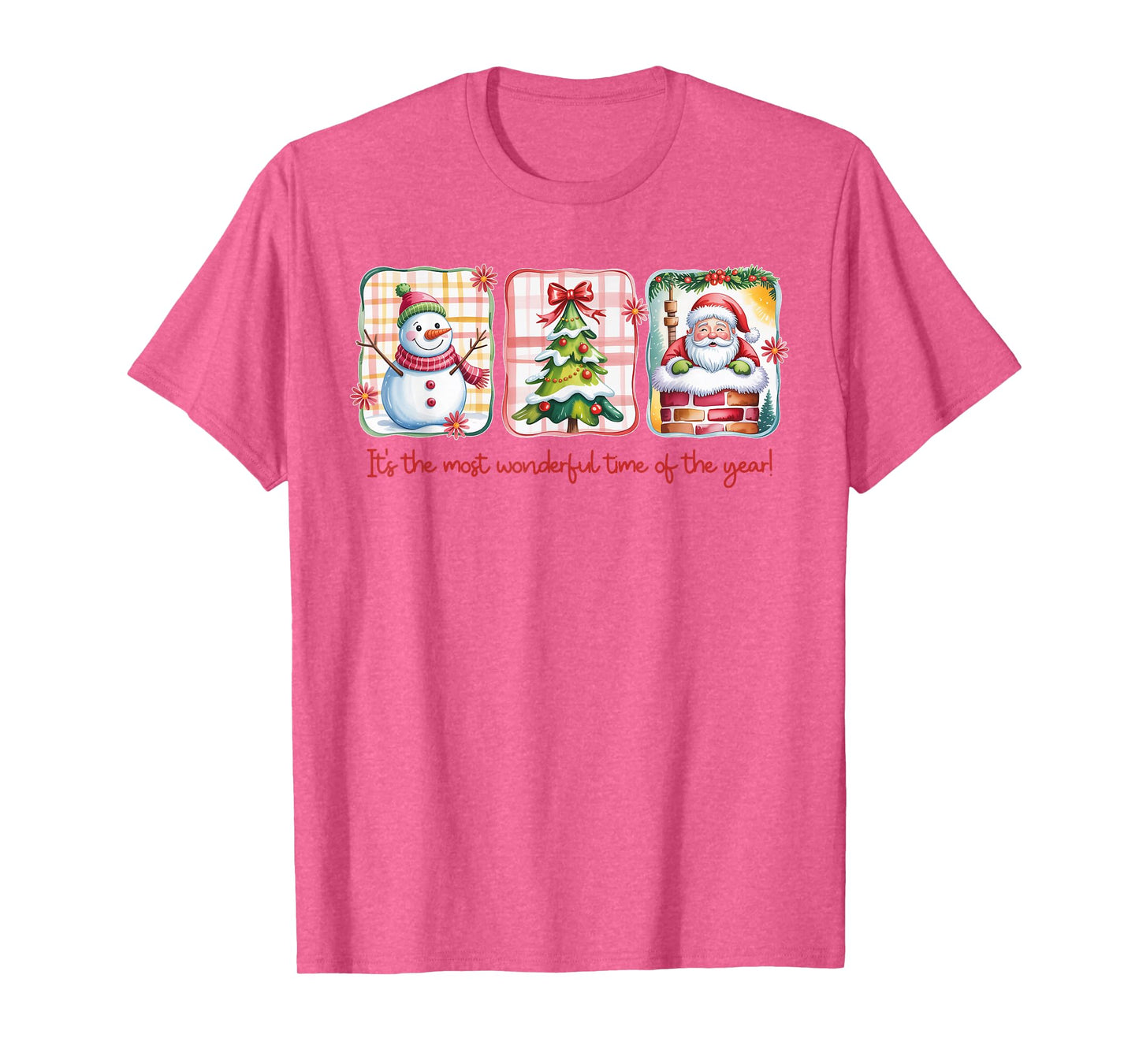 Christmas The Most Wonderful Time of The Year Plaid Snowman T-Shirt