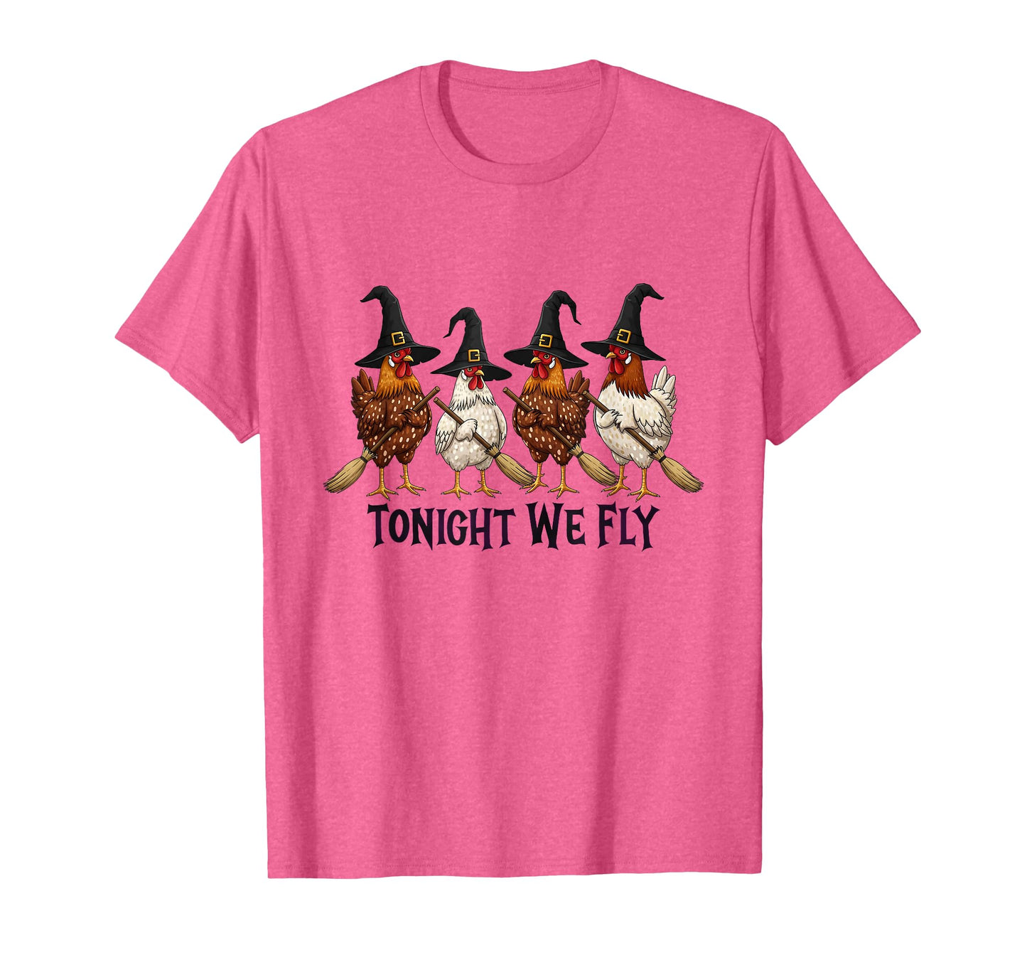 Tonight We Fly Halloween Chicken Witch Broom Salem Witch T-Shirt