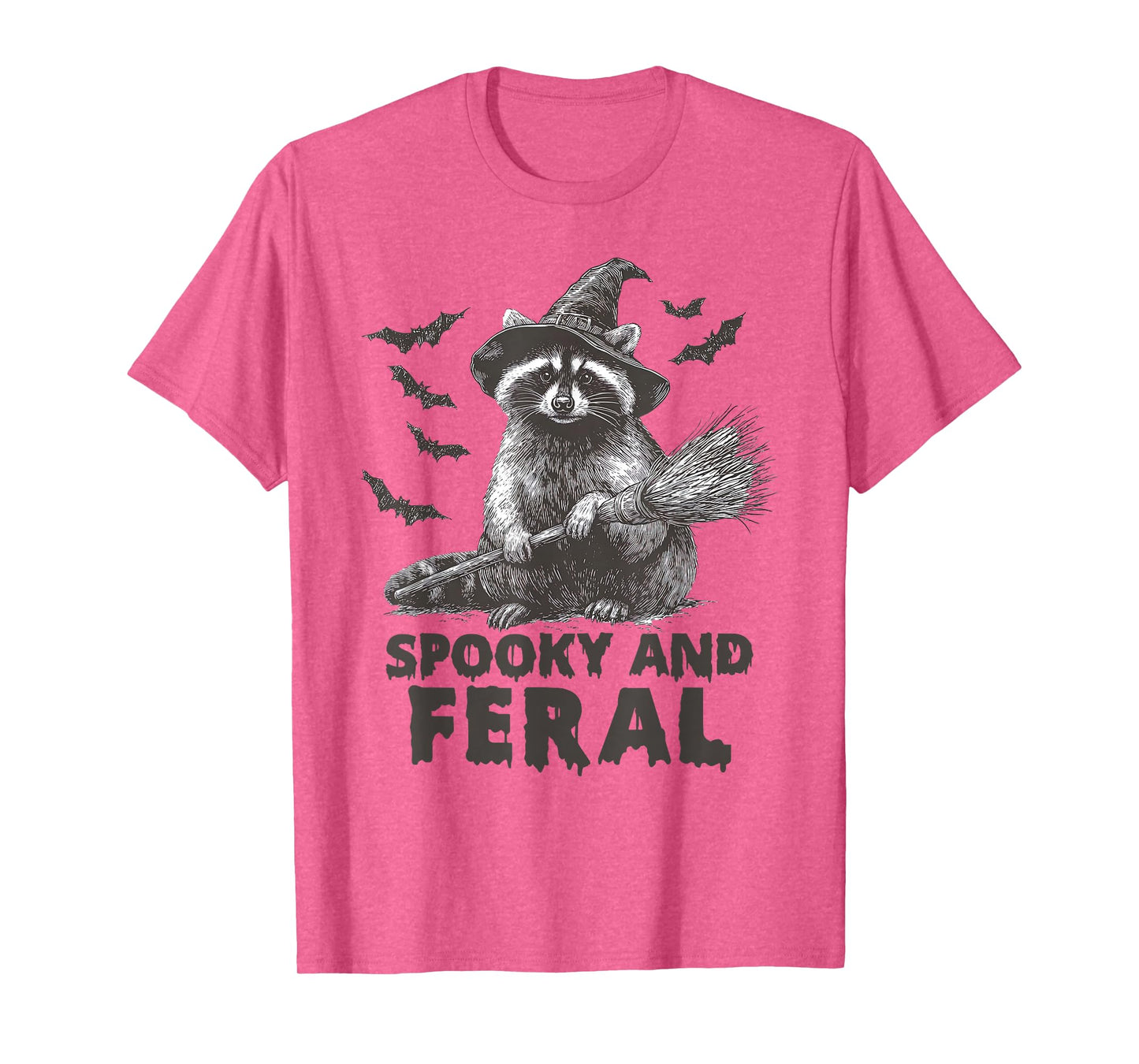 Spooky and Feral Witchy Raccoon Vintage Raccoon Halloween T-Shirt