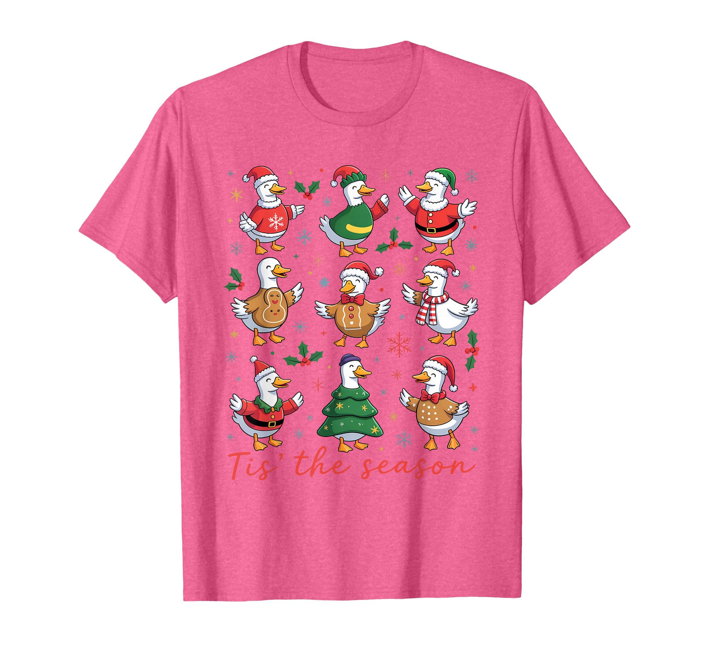 Retro Silly Goose Santa Cute Merry Christmas Tis The Season T-Shirt
