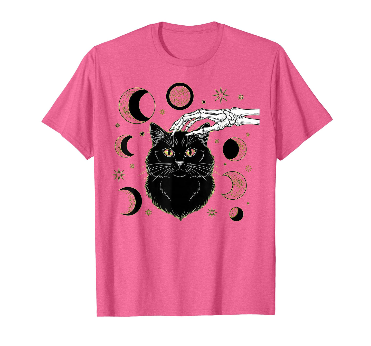 Black Gothic Skeleton Hand Cat Halloween Witch Familiar T-Shirt