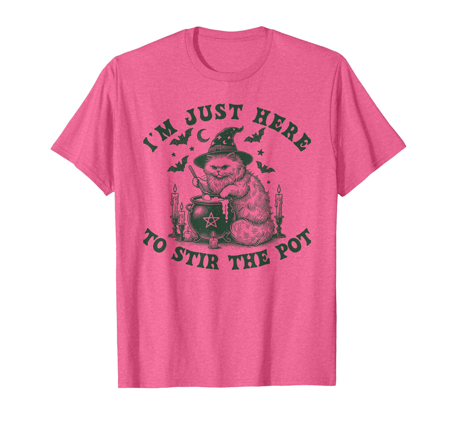 I’m Just Here to Stir The Pot Funny Witch Cat Halloween T-Shirt