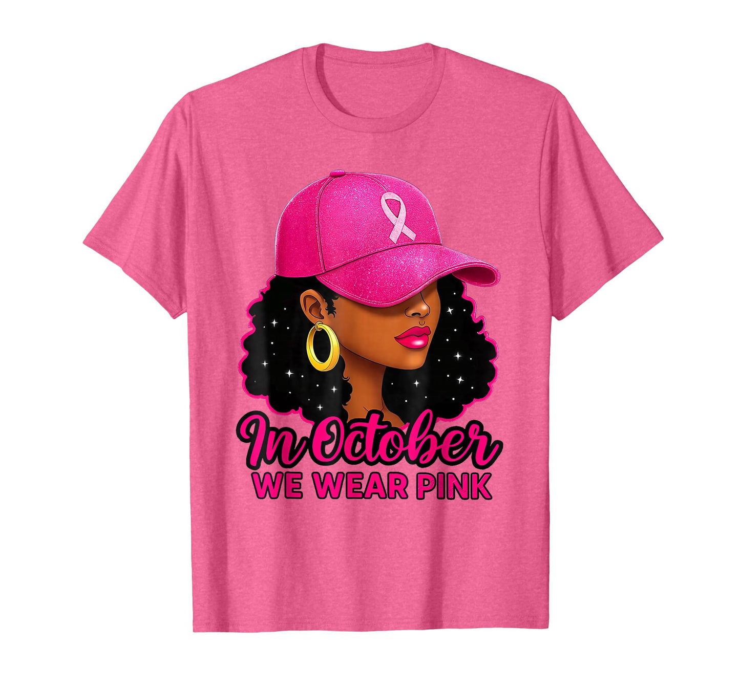 in October We Wear Pink Ribbon Witch Halloween Breast Cancer T-Shirt