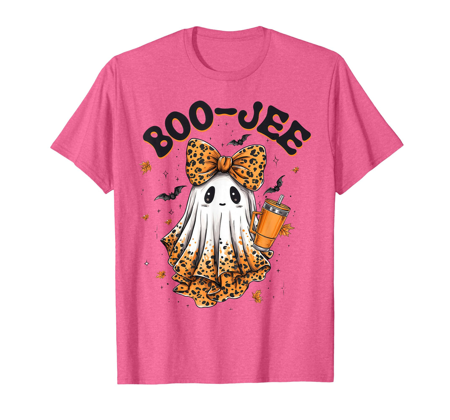 Coquette Leopard Ghost Coffee Boo-JEE Halloween Boujee Ghost T-Shirt