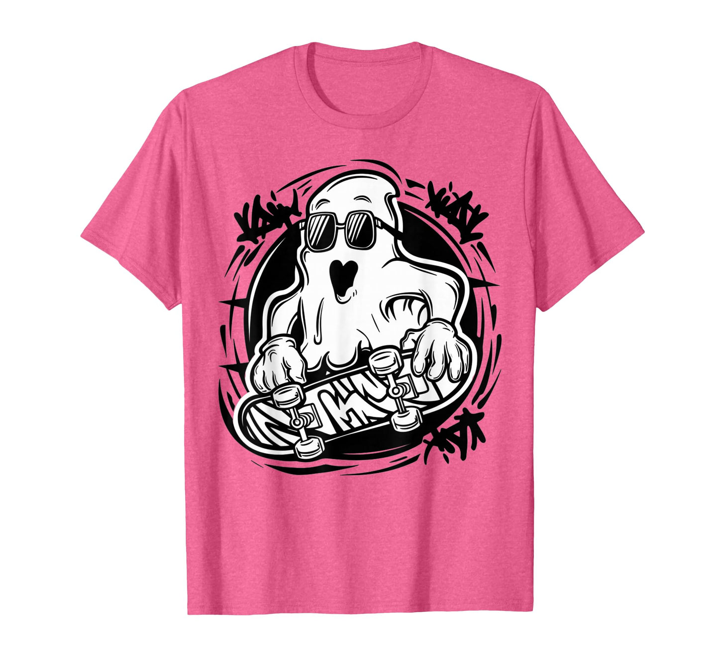 Funny Ghost On Skateboard Retro Halloween Costume Kids Boys T-Shirt