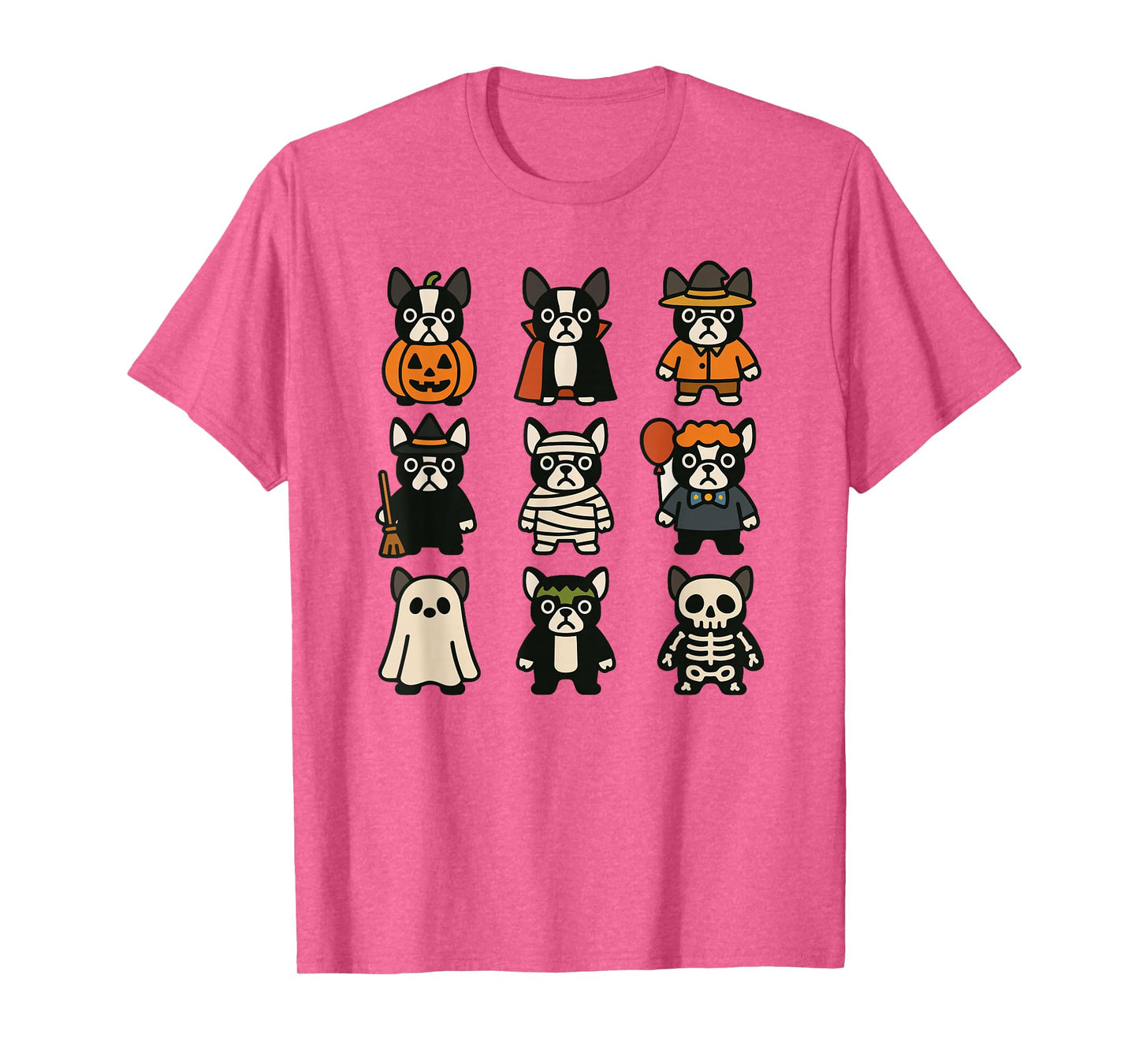 Boston Terrier Halloween Costume Funny Scary Dog Ghost Witch T-Shirt