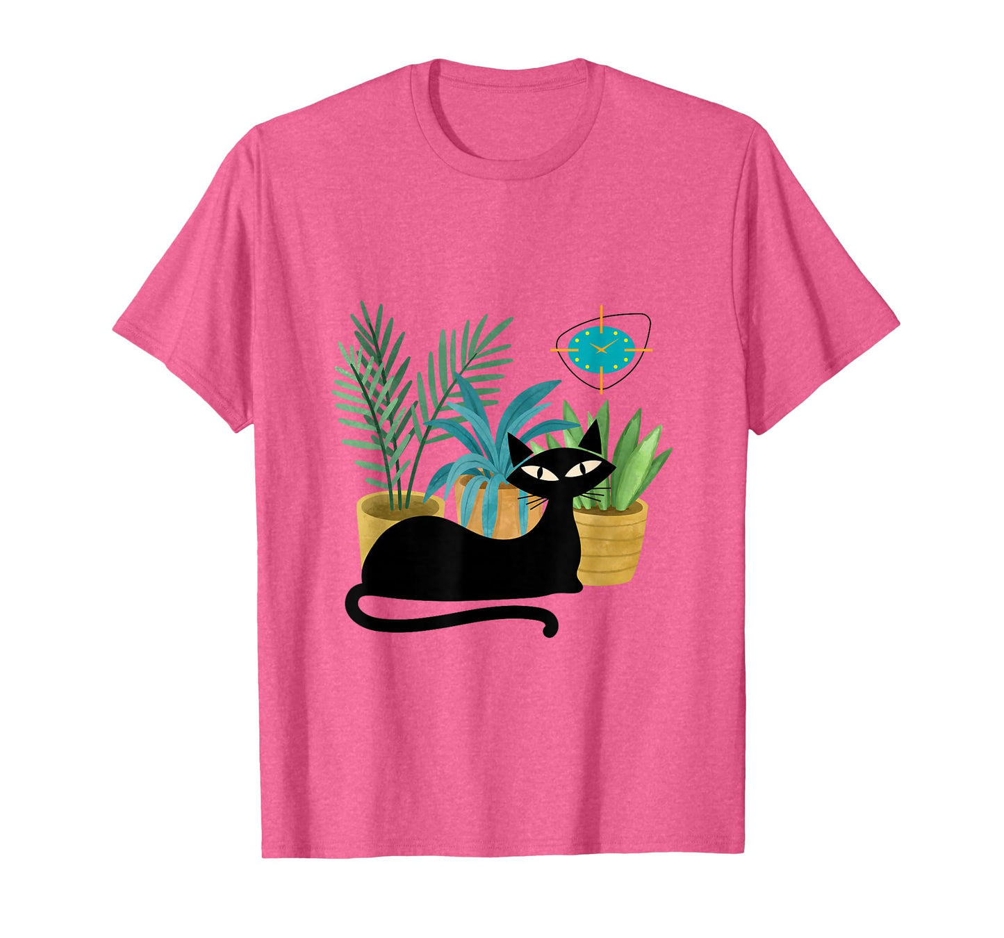 Cat Botanical Theme Midcentury Atomic Age Modern Mid Century T-Shirt