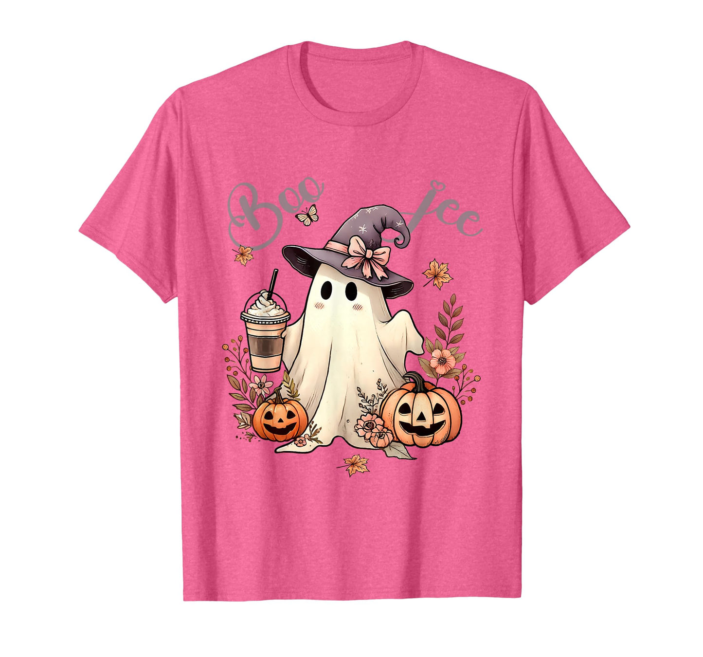 Boo Jee Ghost Ice Coffee Coquette Bow Halloween Women Girl T-Shirt