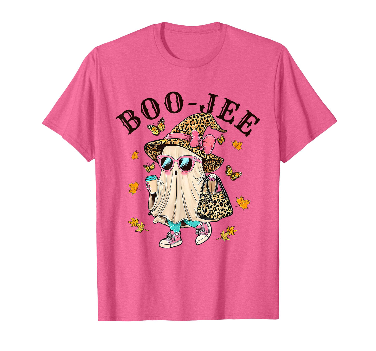 Coquette Leopard Ghost Coffee Boo-JEE Halloween Boujee Fall T-Shirt