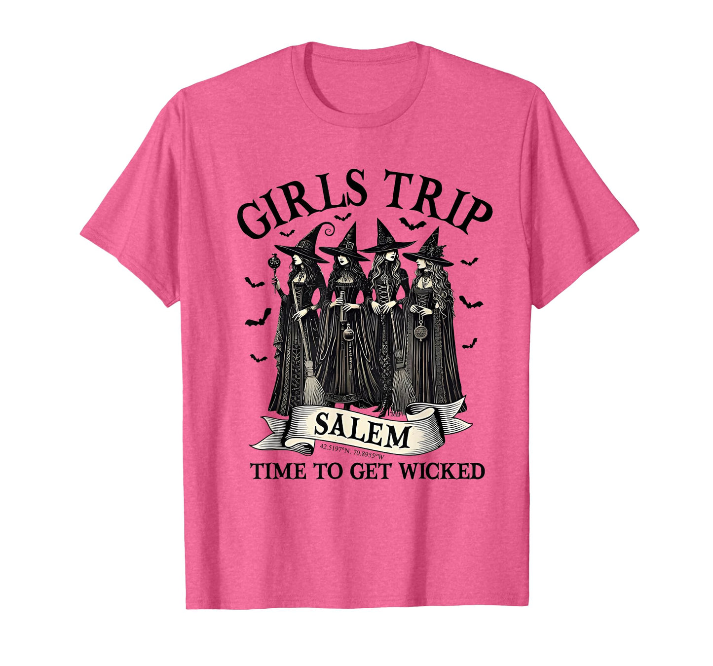 Retro Girls Trip Halloween Salem Witch Time to Get Wicked T-Shirt