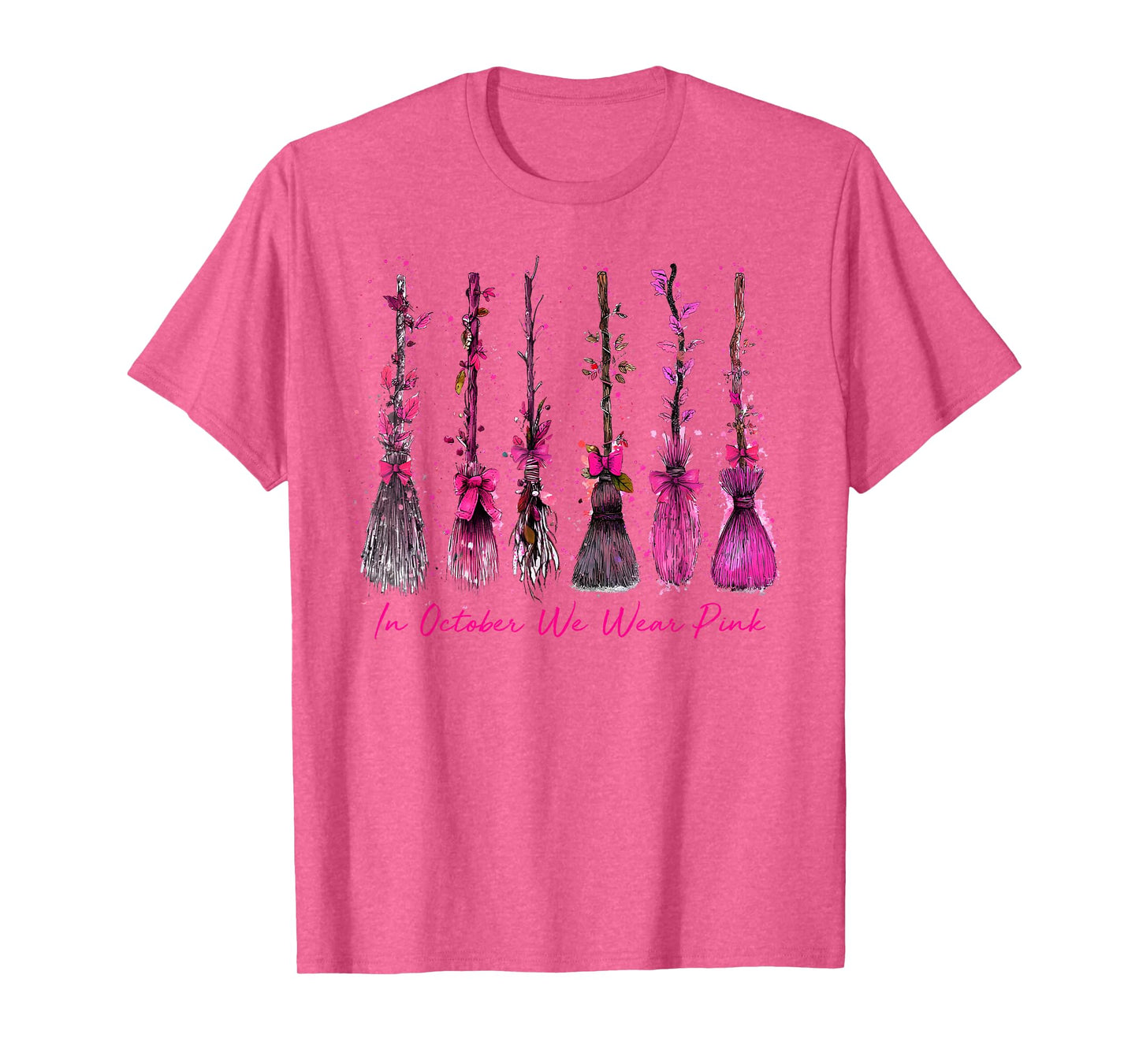 in October We Wear Pink Witches Breast Cancer Halloween Kids T-Shirt