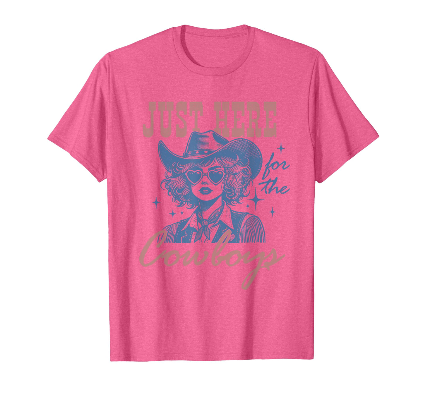 Retro Cowgirl Shirt Just Here for the Cowboys Western Rodeo T-Shirt