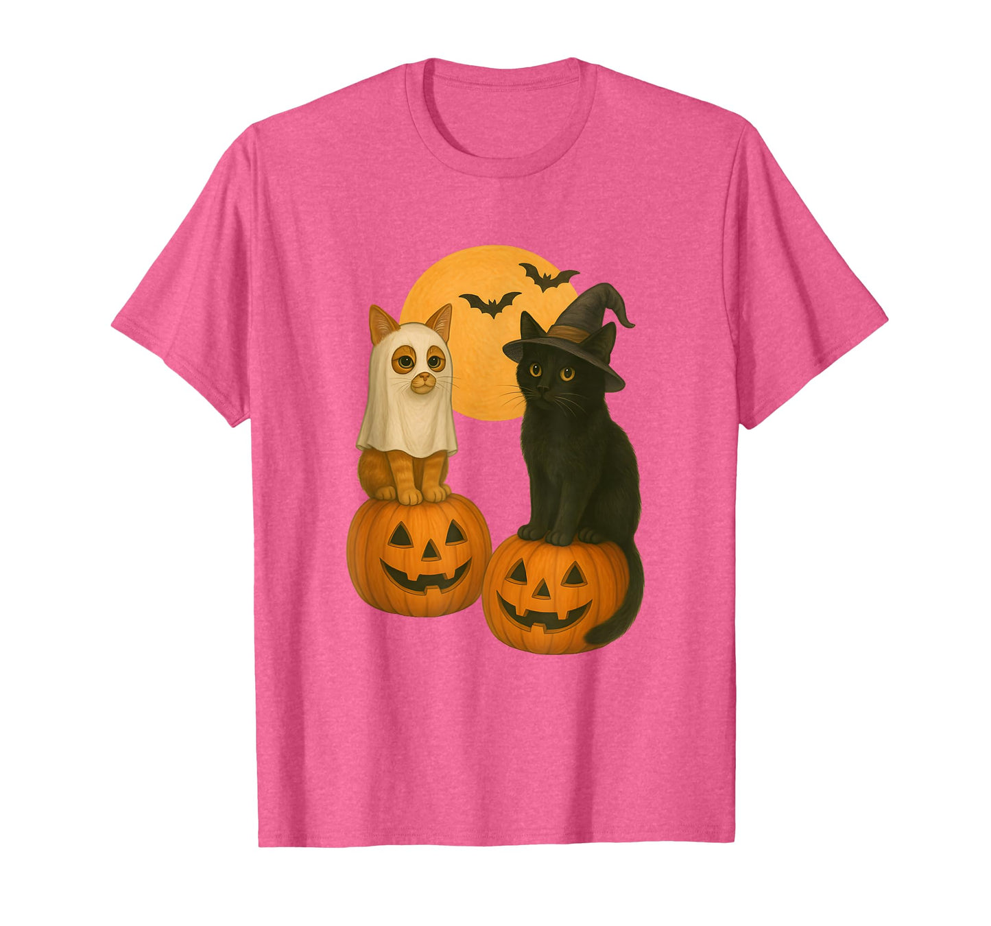 Cute Cats with Halloween Costumes Ghost and Witch Kitten T-Shirt