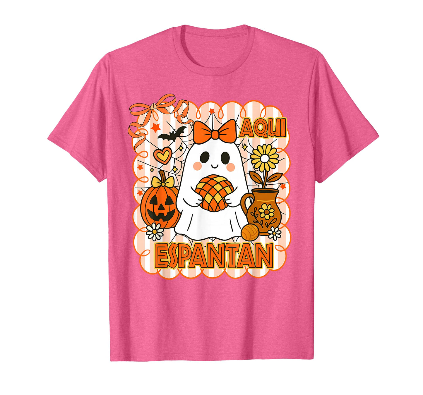 Spanish Latina Halloween Vibes Spooky Season Aqui Espantan T-Shirt
