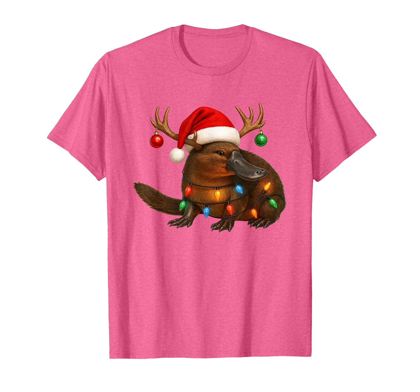 Platypus Animal Christmas Santa Hat Lover T-Shirt