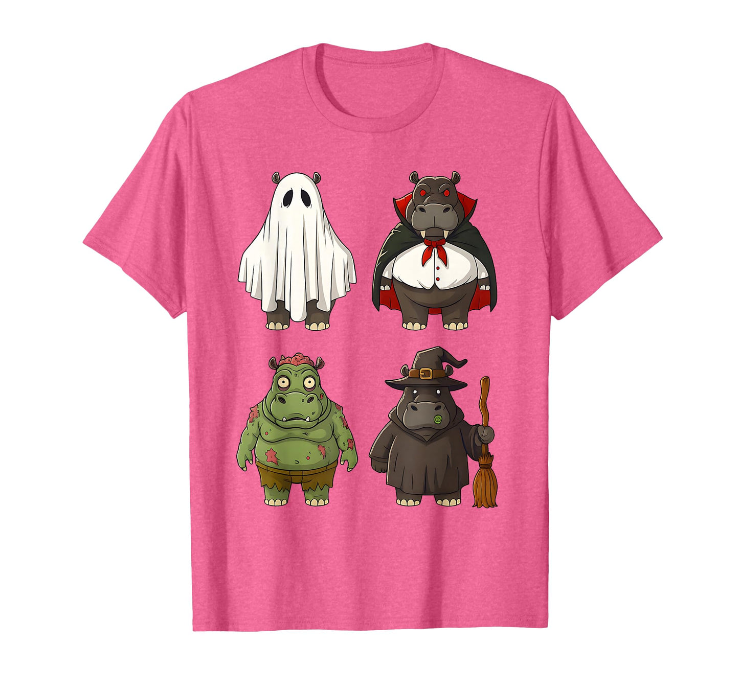 Funny Hippo Halloween Ghost Vampire Witch Zombie Costume T-Shirt