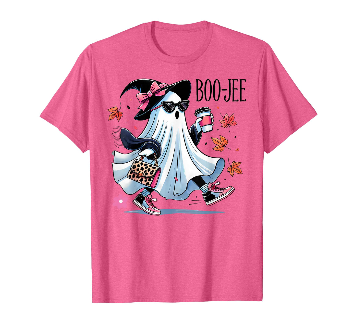 Coquette Leopard Ghost Boo-JEE Boujee Funny Ghost Halloween T-Shirt