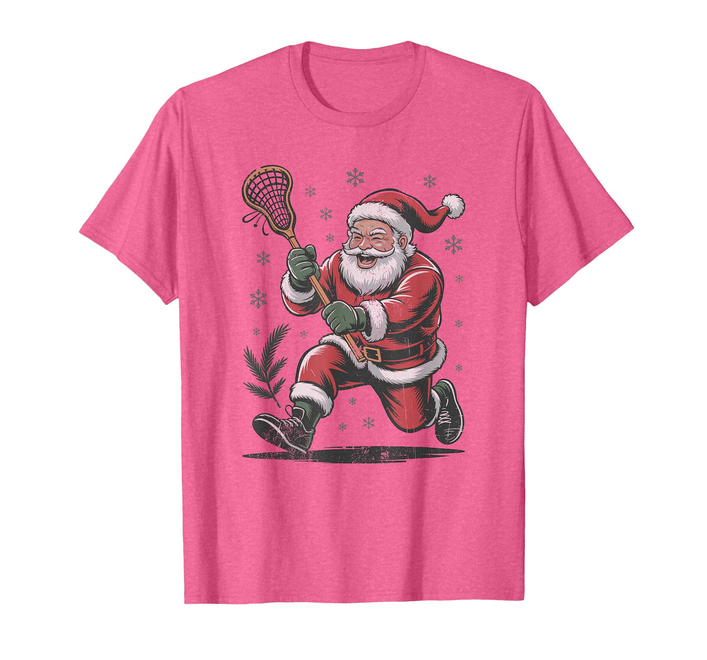 Santa Playing Lacrosse Christmas Holiday Retro Vintage 90s T-Shirt