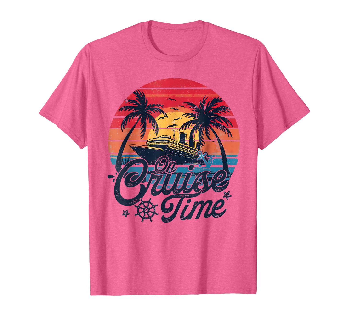 Retro Sunset Cruising On Cruise Time Hello Summer Vacation T-Shirt