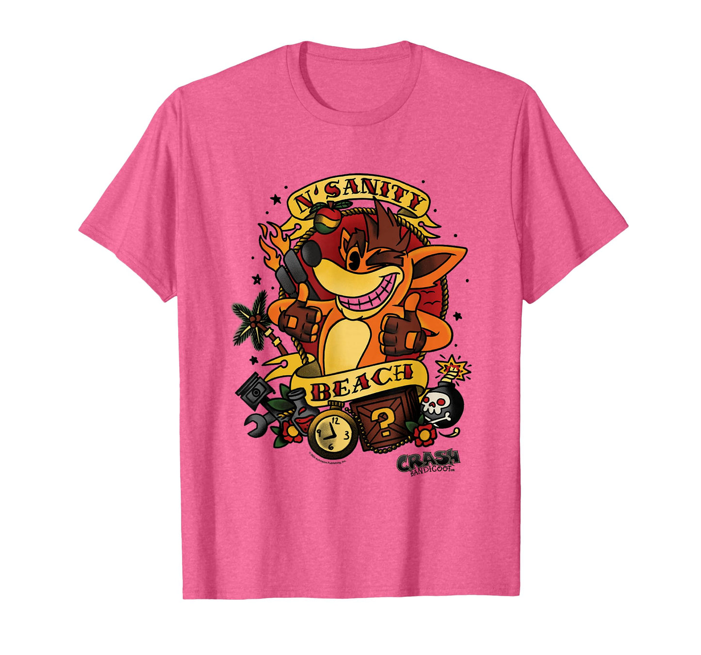Crash Bandicoot N'Sanity Beach Vintage Tattoo Style T-Shirt