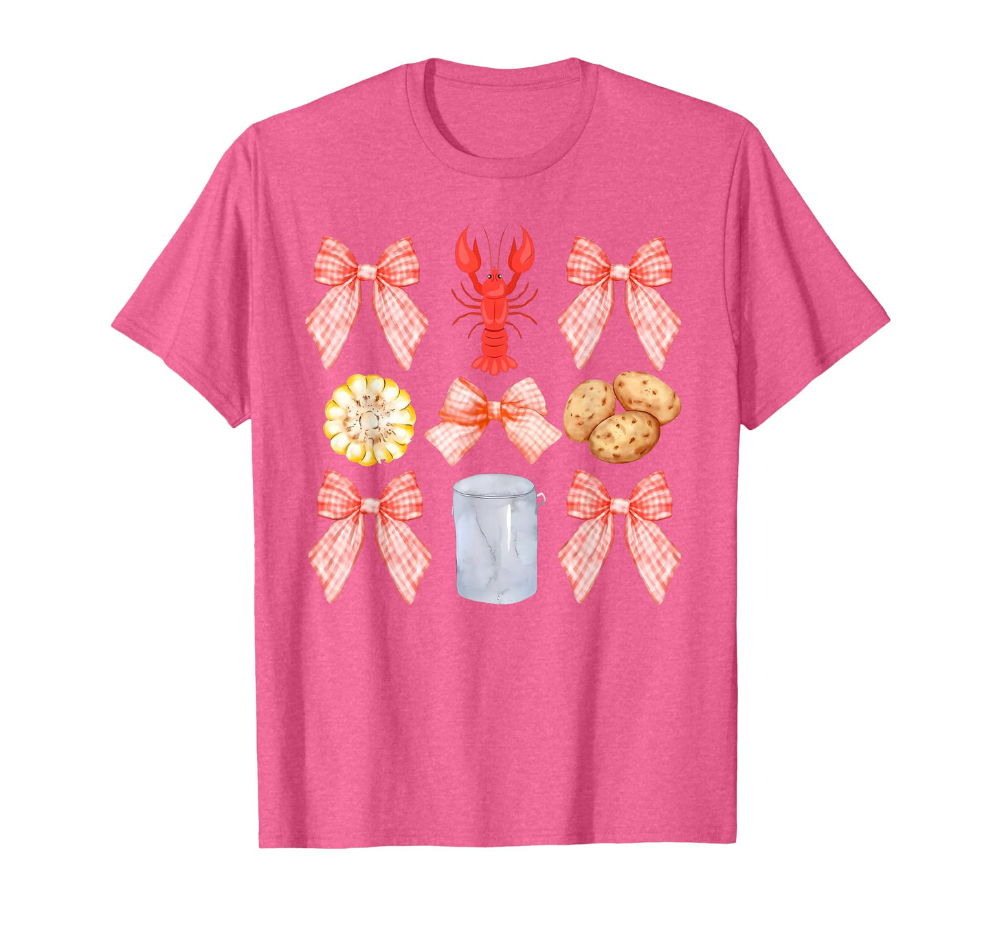 Pink Bow Cute Coquette Crawfish Boil Y2K Girl Aesthetic T-Shirt