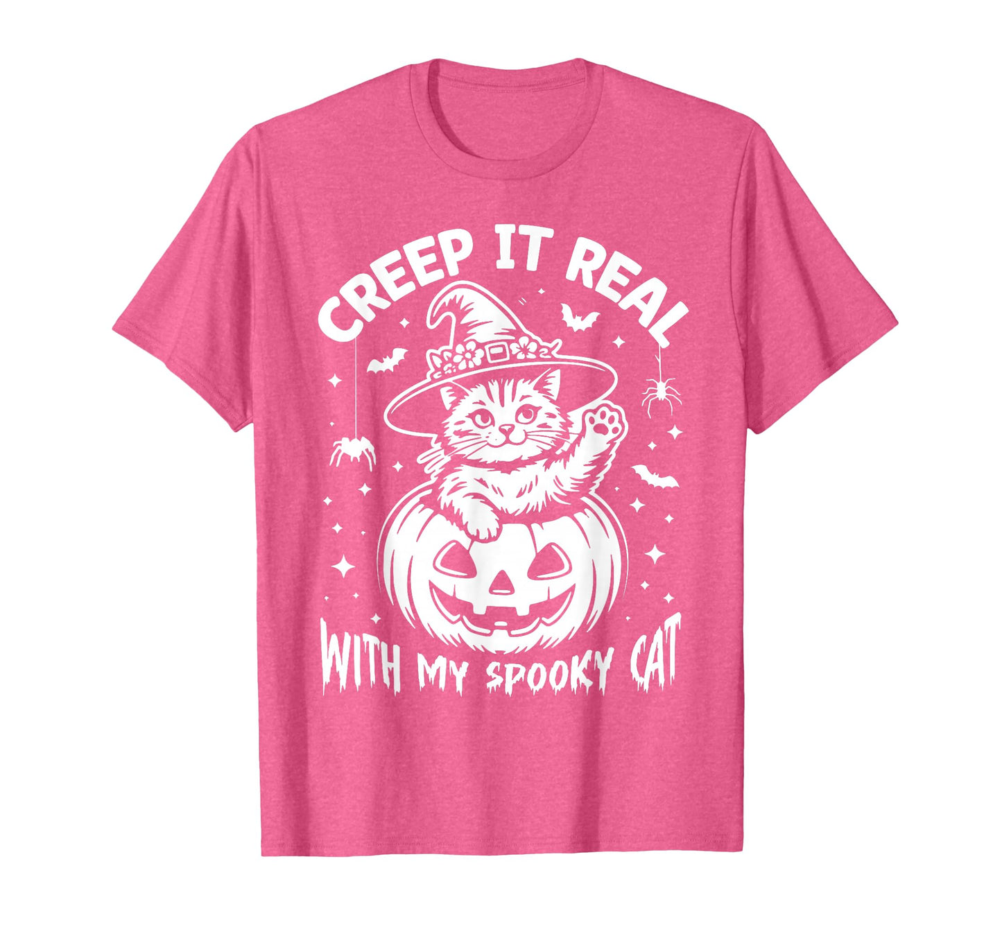 Halloween Pumpkin Creep It Real with My Spooky Cat Witch Hat T-Shirt