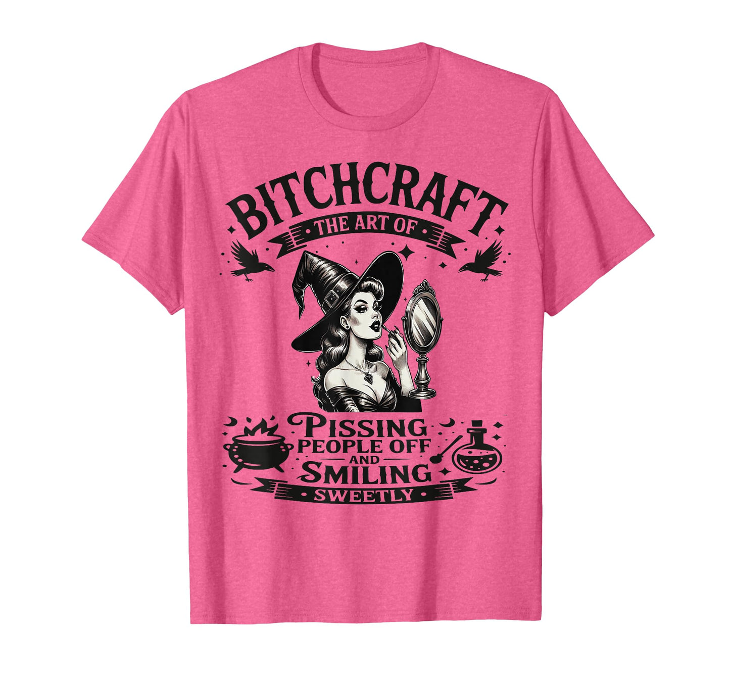 Halloween Vintage Witch Bitchcraft Pin Up Girl Funny T-Shirt