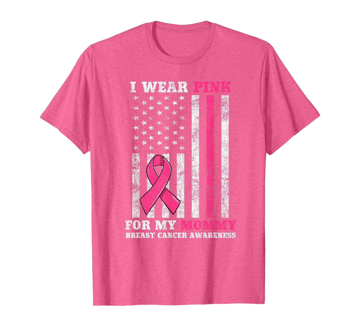 Breast Cancer Pink Ribbon Mom American US Flag Men Women T-Shirt