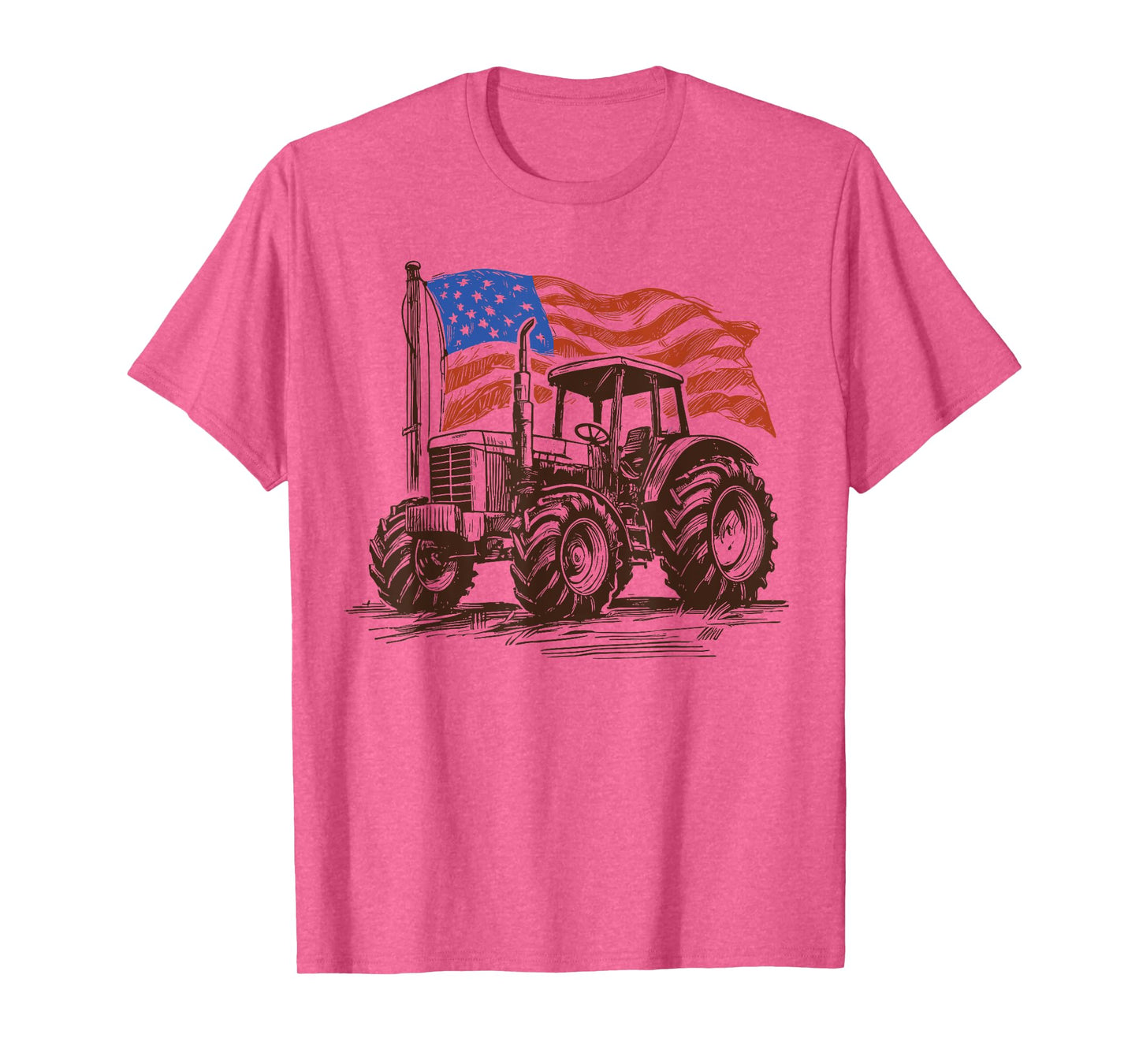 Farm Tractor Proud Farmer Patriotic American Flag Tractor T-Shirt