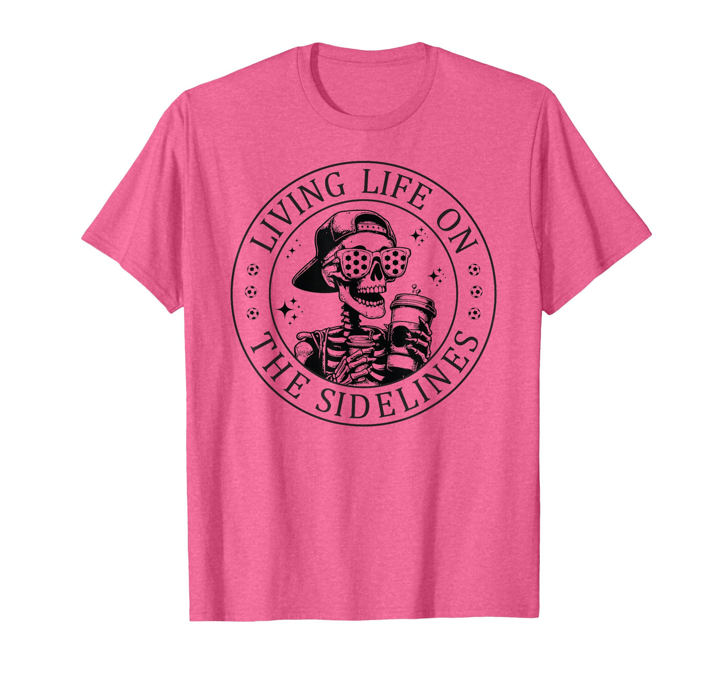 Skeleton Soccer Mom with Coffee Living Life On The Sidelines T-Shirt