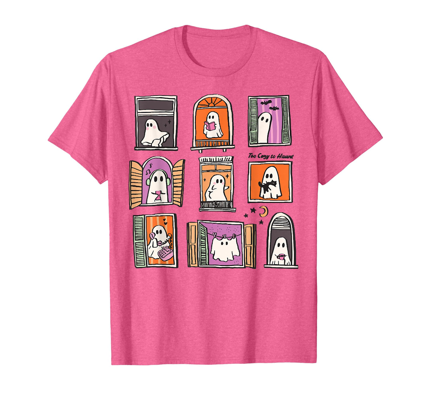 Coquette Ghost Spooky Whimsical Ghosts in Cozy Windows T-Shirt