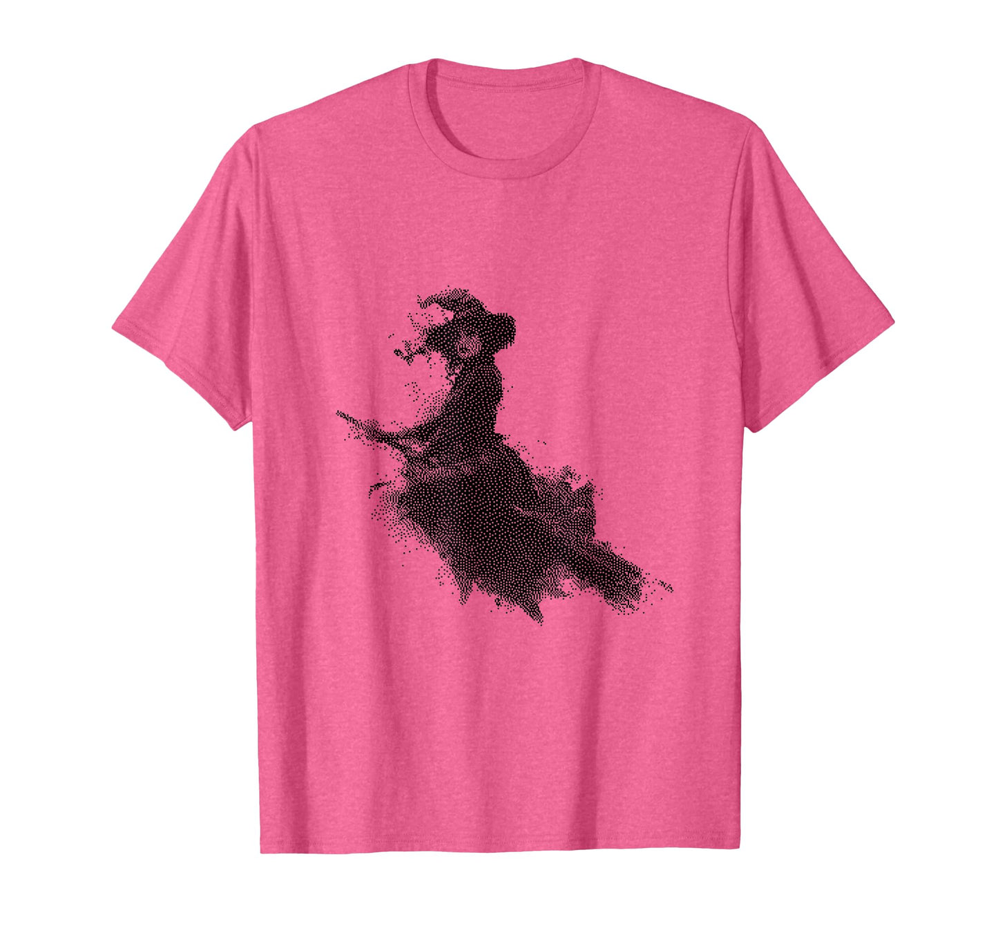 Spooky Witch Riding Broom Halloween Art T-Shirt