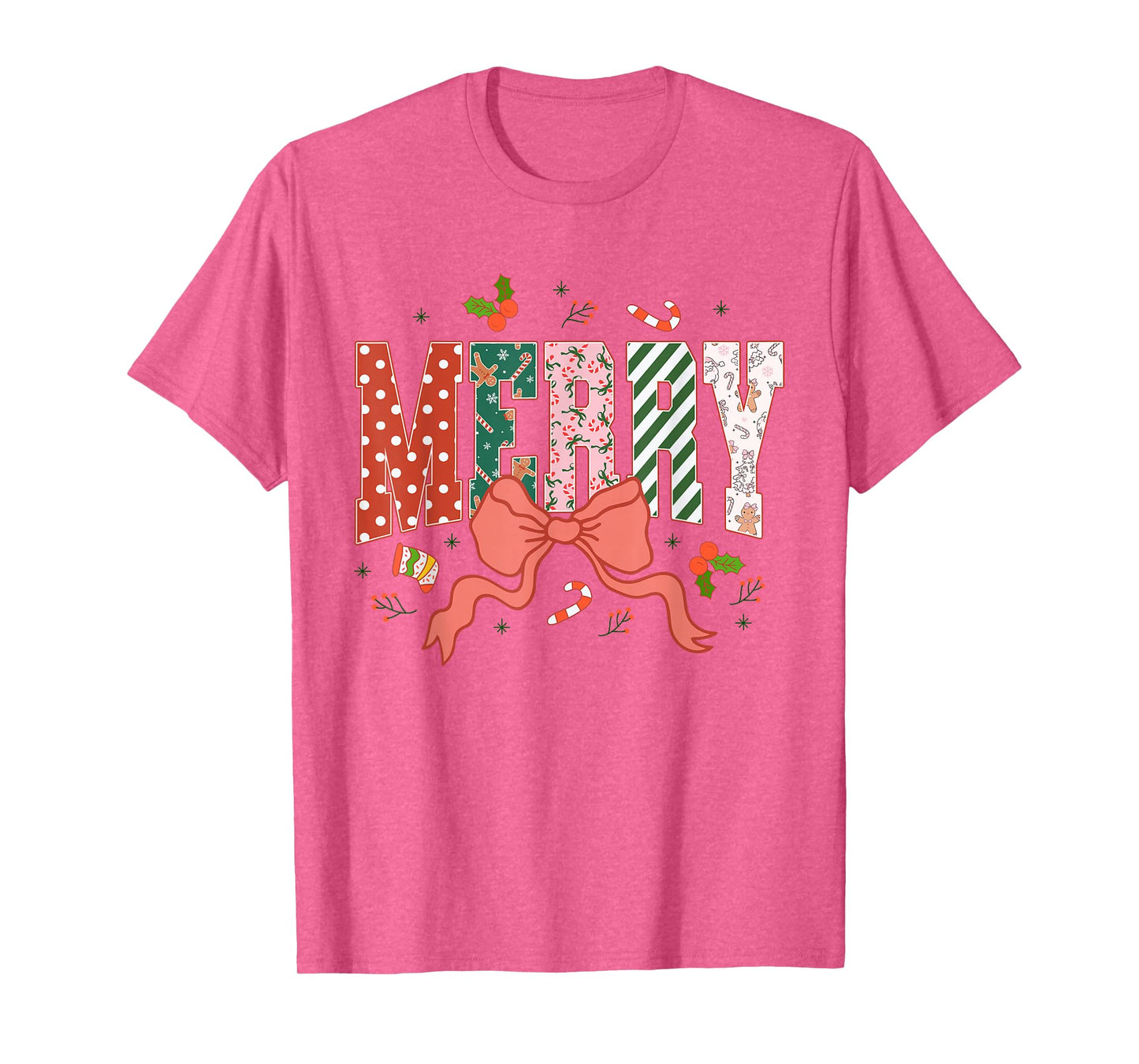 Coquette Merry Christmas Xmas Merry and Bright Family Womens T-Shirt