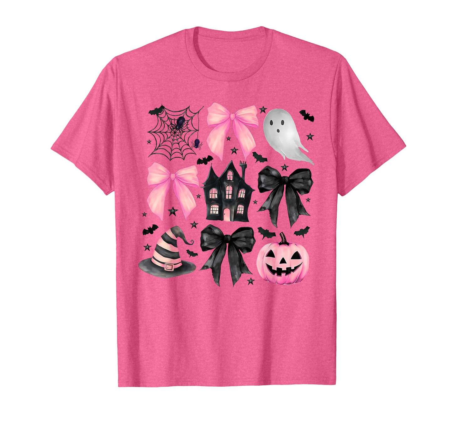 Pink Coquette Bow Halloween Pumpkin Day Women Girls Kids T-Shirt
