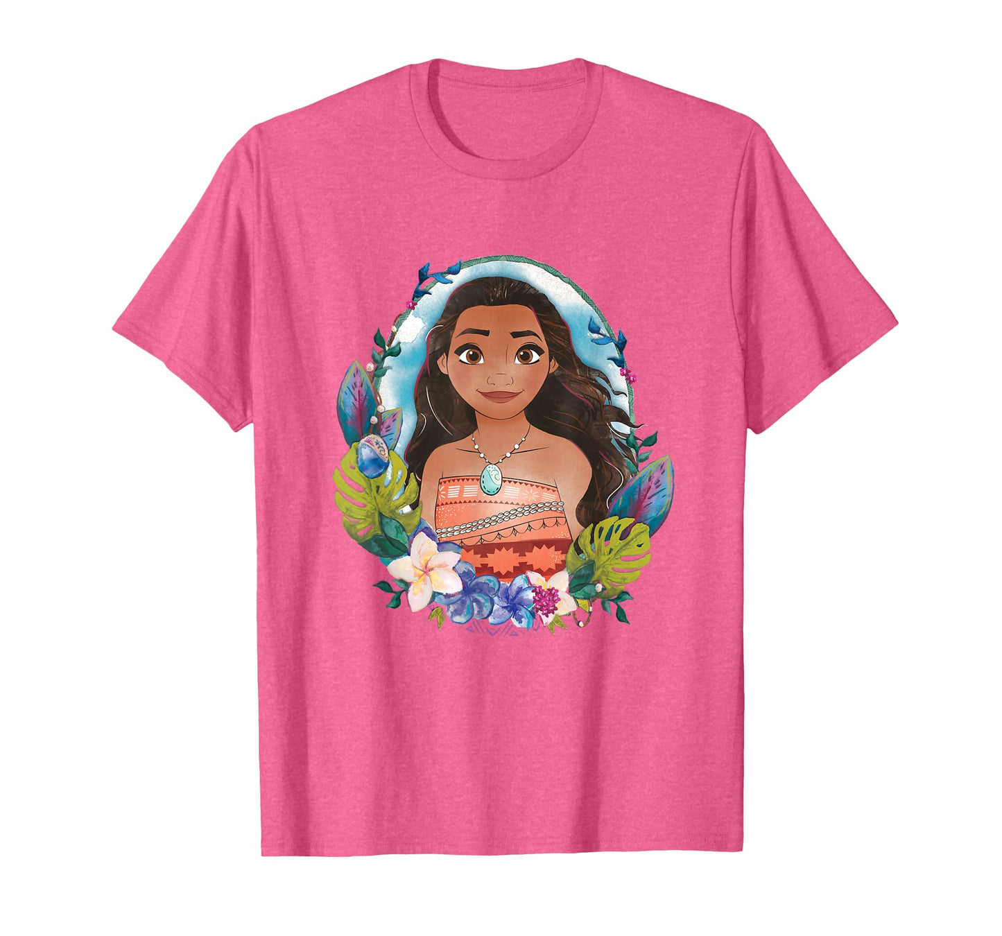 Disney Moana Beautiful Floral Face Portrait Vintage T-Shirt