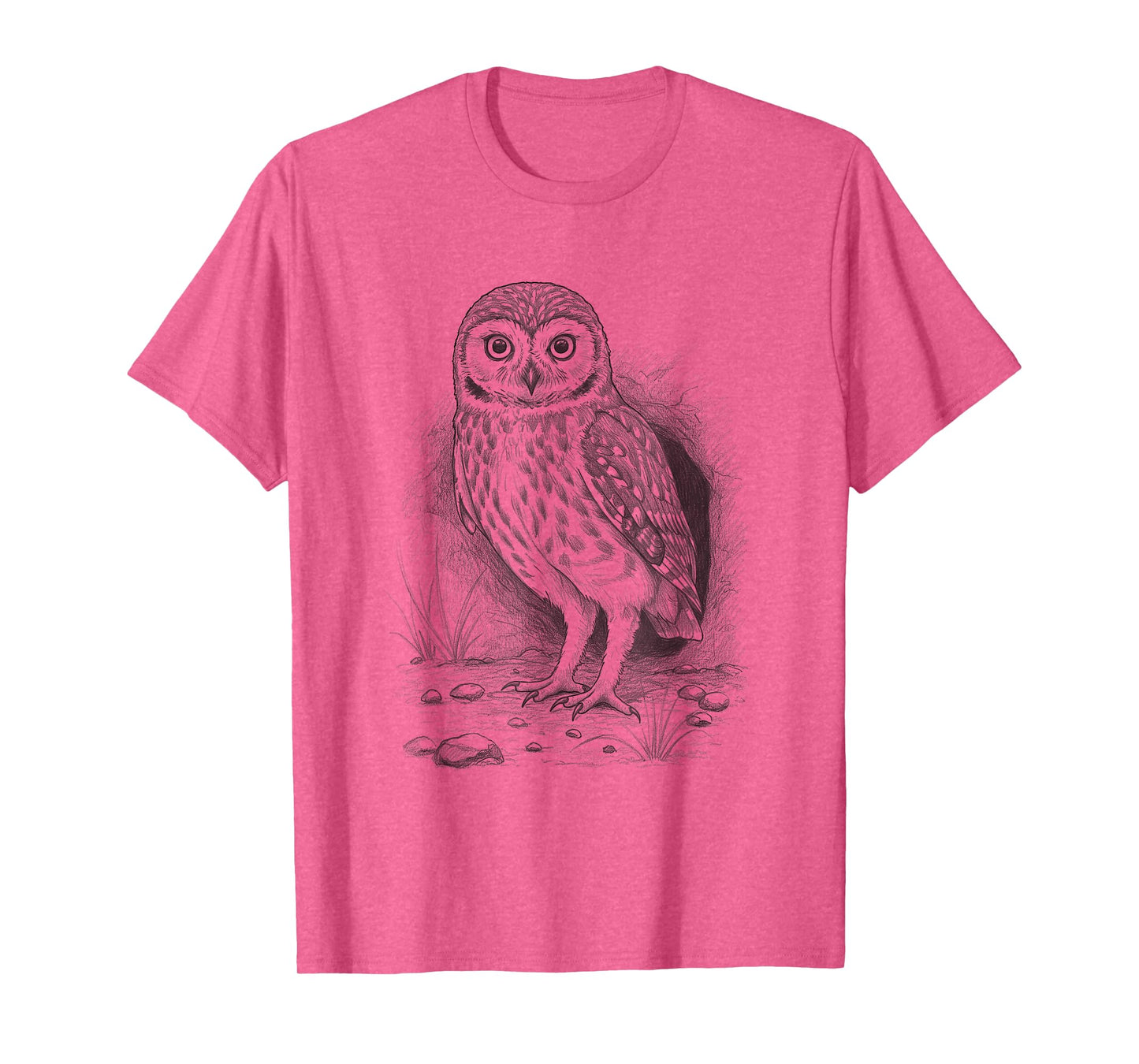 Vintage Burrowing Owl Hand Drawn Art Design T-Shirt