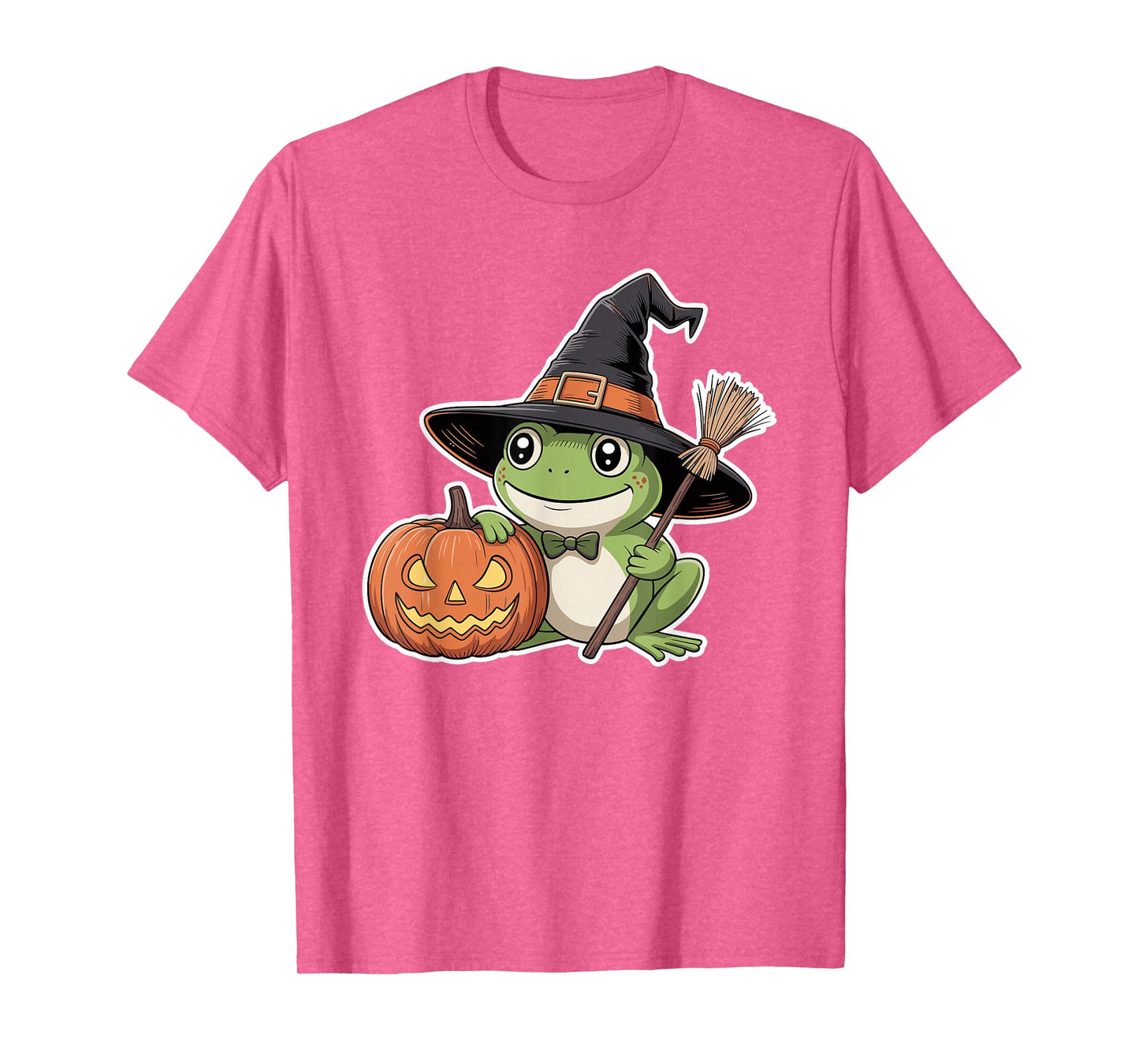 Cute Frog Witch Pumpkin Halloween Spooky Season Design T-Shirt