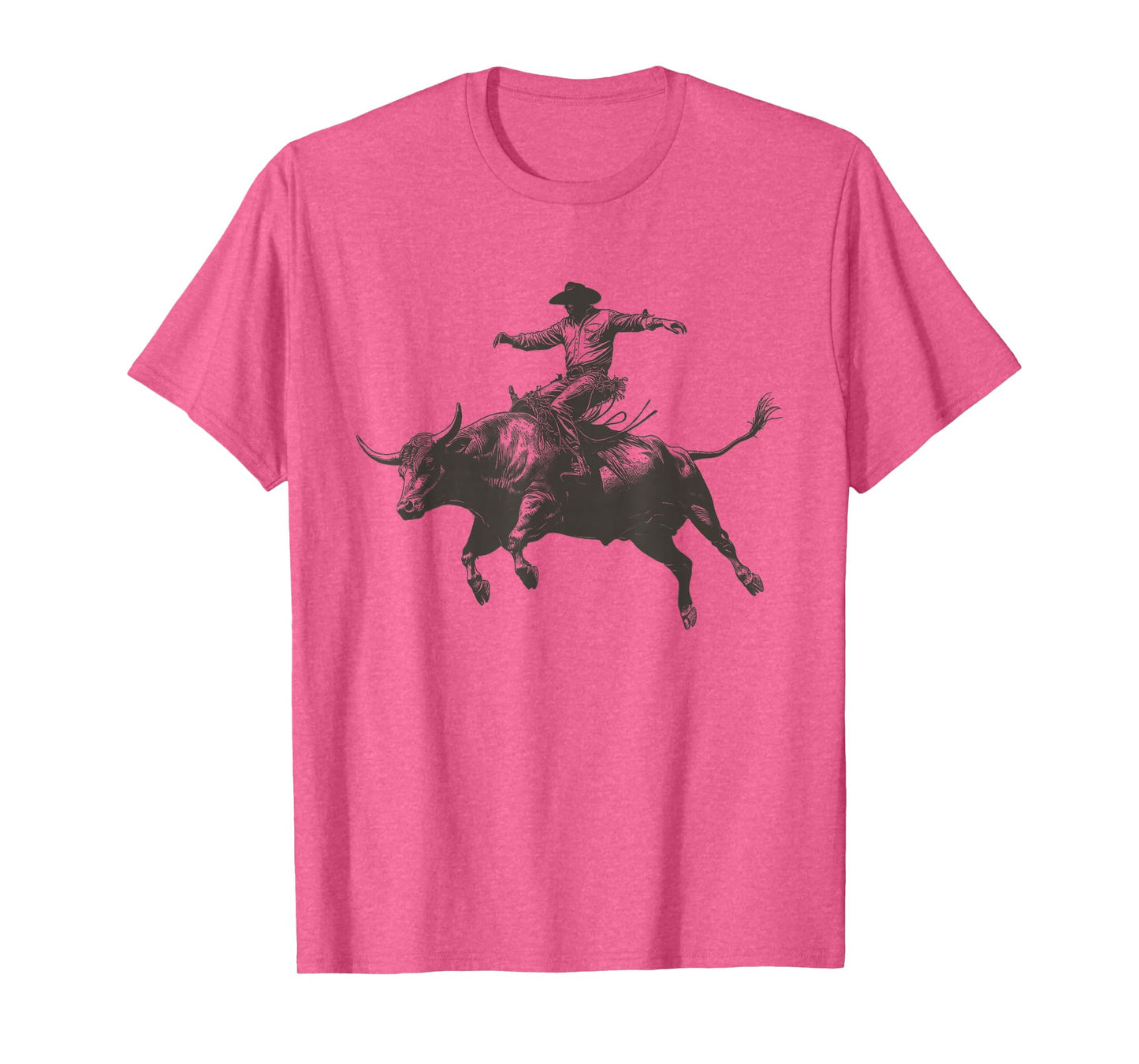 Vintage Cowboy Festival Country Music Concert Grey Cowboy Riding Bull T-Shirt - Unisex-Adults & Kids - Short Sleeve - Classic Fit - Crew Neck - Small
